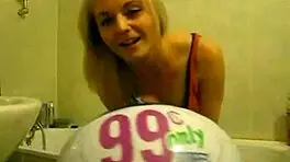 Sophie Masturbating With Balloons In Living Room And Bathroom