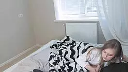 Amateur Girl Secretly Sucks Cock While Milf Shows Tits