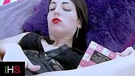 Sexy brunette in lingerie fucks hot guy intensely