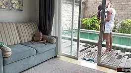 The slutty skinny babysitter must fuck her huge boss to keep her job - public cumwalk