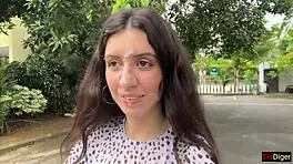 The slutty skinny babysitter must fuck her huge boss to keep her job - public cumwalk