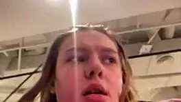 Teen masturbates in taxi and mall with big tits