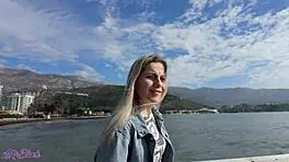 Romantic walk turns steamy with a vibrator in my pussy