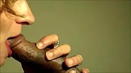 Cougar sucks cum from young black dick sloppy 😋