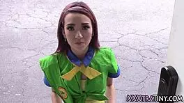 Small teen engages in hardcore fucking with massive cock