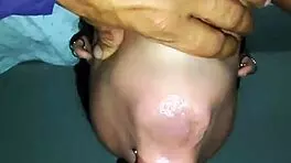 young girl eagerly takes on swallowing challenge