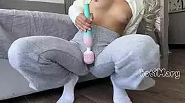 Asian Teen in Tight Leggings Experiences Big Squirting Orgasm