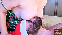 Myst Duo Enjoys Passionate Christmas Nipple Orgasm With Moaning