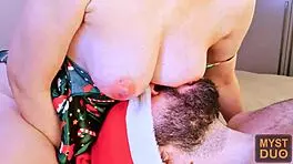 Myst Duo Enjoys Passionate Christmas Nipple Orgasm With Moaning