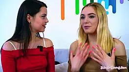 Real Threesome with Two Submissive Teen 18+ies