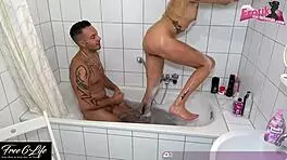 german young tattoo amateur blonde in bathroom