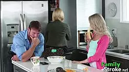 silently sucking daddy's cock deepthroat group blonde teen