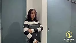 Petite Latina Rides Sugar Daddy's Cock Before Flight