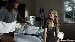 Teen babe banged after sensual foreplay.