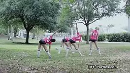 Soccer babes in uniforms blow away the crowd