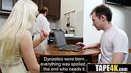 Blonde Teen Sucks Small Dick Under Table