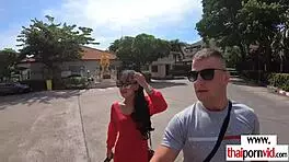 Hot big boobed amateur thai teen polly pouncing on big european cock