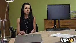 Vip4k Brunette Undresses Due To Unemployment