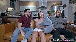 Guy fingers petite girl beside boyfriend