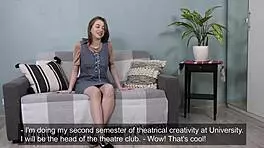 Hot Brunette Virgin Babe Nevet First Time Casting