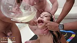 Beautiful Hot Brazilian Elisa Santos Fucks Four Big Studs With Double Anal Penetration A Lot Of Piss Drinking