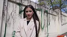 German scout petite Colombian girl talks casting fucks at holiday trip in Berlin