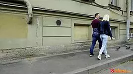 European teen Avrora Sky wears eyeglasses in an amateur video scene