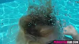 sex with mature blonde by the pool