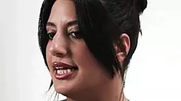 Three camera angles capture busty Sarah Arabic masturbating