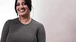 Three camera angles capture busty Sarah Arabic masturbating