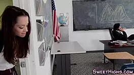 Uniformed teen gets hardcore facial after bent over doggystyle