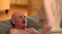 horny old pervert interacts with blonde woman in russian language scenario