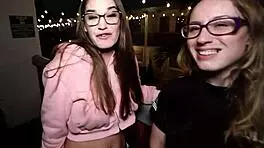 nerdy blonde milf teases her big black cock toy with glasses