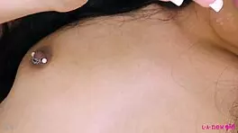 Classic brunette beauty shows her sexy body