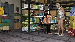 Whoa, that cashier just got an unexpected facial in the 3D hentai game!