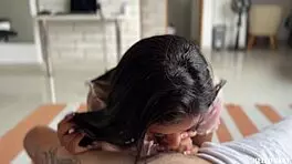 feeling so intense as she swallows my huge cock passionately