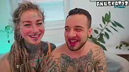tattoo girl takes hard anal from big cock - balls deep ass fucking