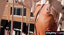 Skinny Blonde Teen Outdoor Reveal