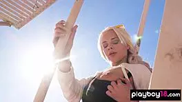 Skinny Blonde Teen Outdoor Reveal