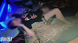 We banged on that noisy glowing hotel bed