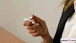 The vibrator isn't enough so she lets me lick her pussy