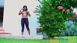 Petite Latina Brunette Undresses Teasingly in Shower, Fingering Wet Pussy