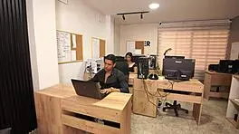 Big boobed secretary pays muscular boss with extra work