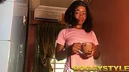 Teen enjoys huge cock with blowjob, fingering, and licking wet pussy.