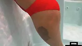 Overwhelmed with desire, the amateur teen couple shares foreplay and hardcore sex in the public pool.