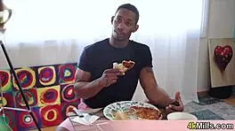 hypno trick fills pizza chick's white pussy