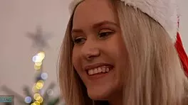 blonde teen santa girl tricks neighbors for christmas candy