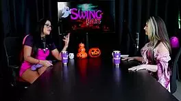 Teen Blonde in Lingerie Enjoys First Time Menage and Halloween Fun