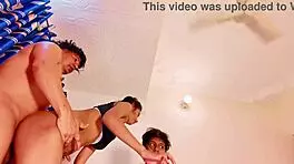 Watch the husband join his wife and her friend in a steamy FFM threesome.