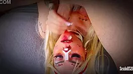 sexy zombie nurse back from halloween party craving milk in pov sexdoll action